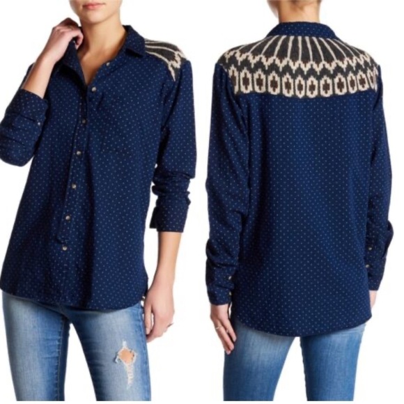 Free People Blue Sage Button Shirt - Picture 1 of 6